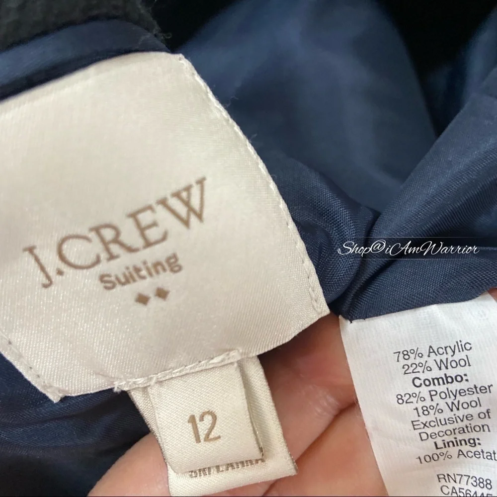 J.Crew navy striped braided trim tweed zip jacket *shop@iamwarrior